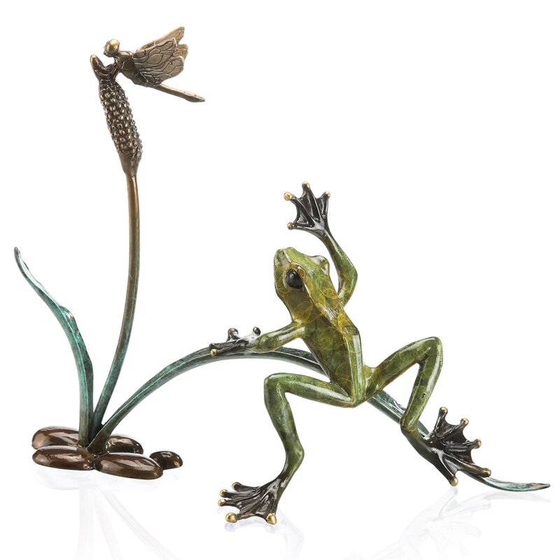 Bay Isle Home Daum Frog with Dragonfly Statue & Reviews | Wayfair