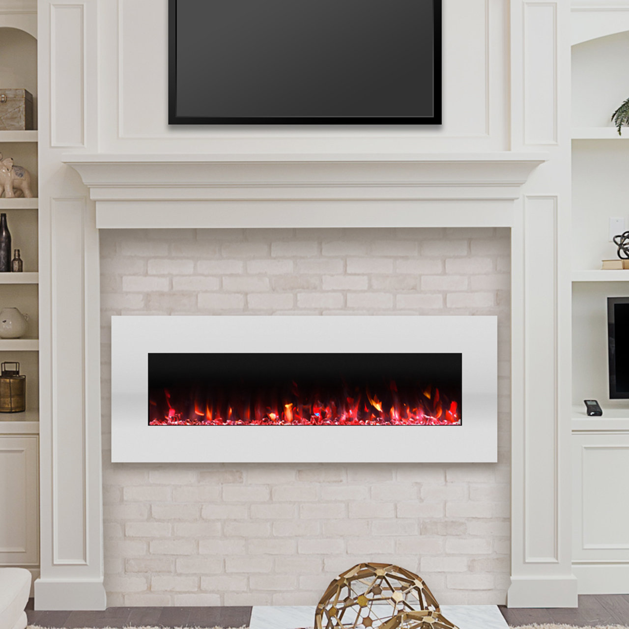 Wade Logan® Ceana 50.2'' W Surface Wall Mounted Electric Fireplace