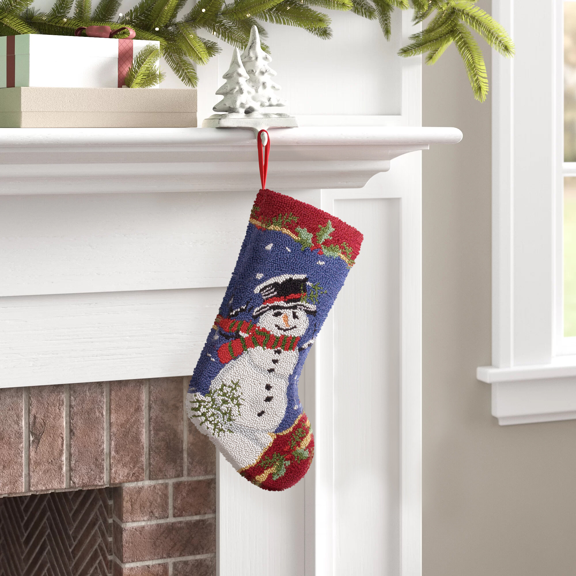 Dotted Christmas Stocking with luxurious velvet Stag Applique 