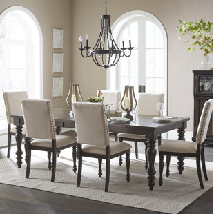 Farmhouse Rustic Dining Sets Birch Lane Yarger 7 Piece Extendable Dining Set