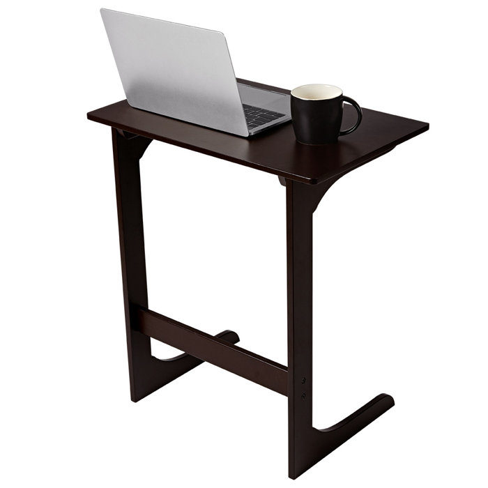 Ebern Designs Bamboo Wood Side Table C Shaped For Snacks Laptop