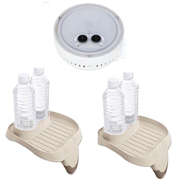 2 Pk Intex LED Light For Spa w/ Cup Holder And Refreshment Tray w/ Seat For Spa
