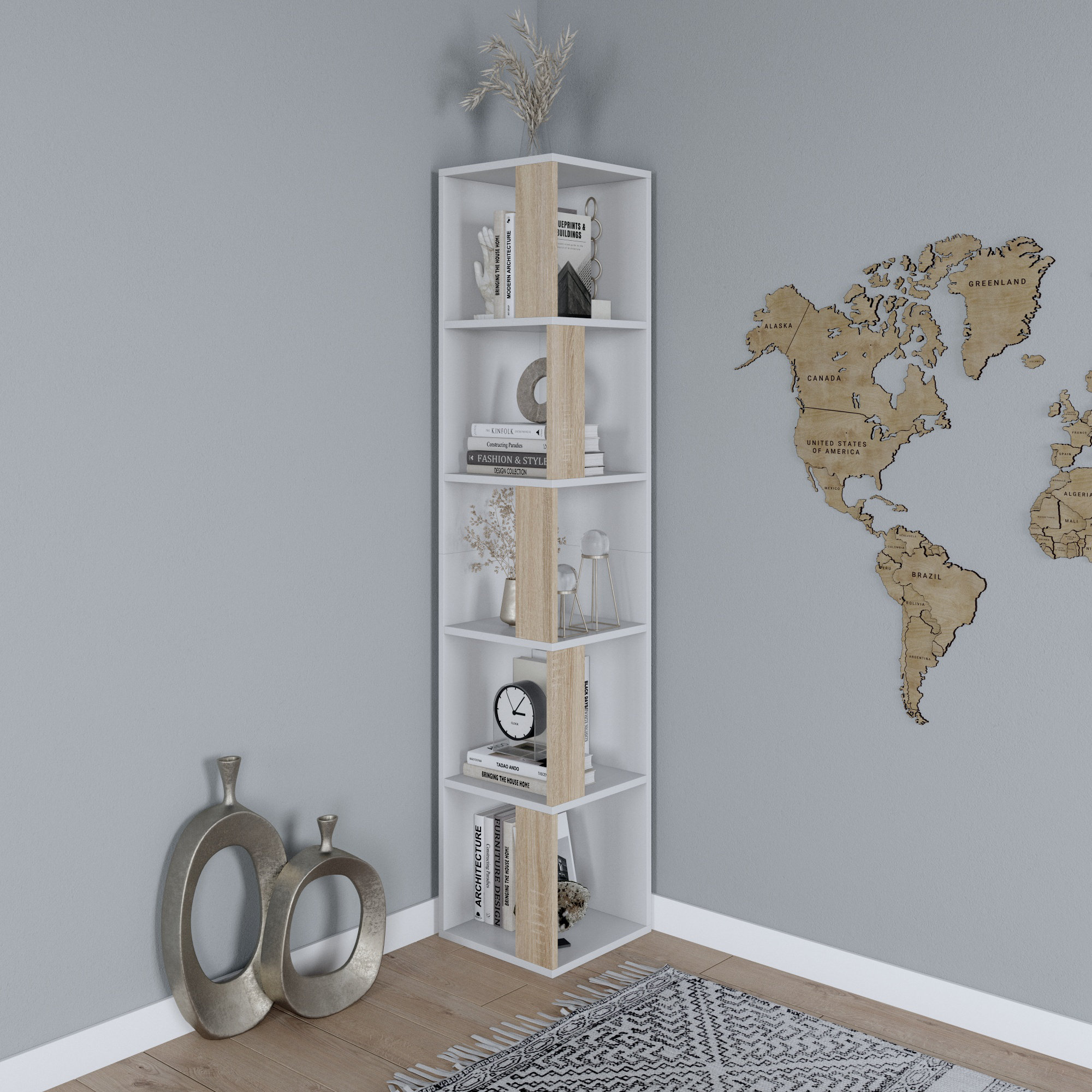 Latitude Run® 64'' H x 12.6'' W Corner Bookcase Wayfair