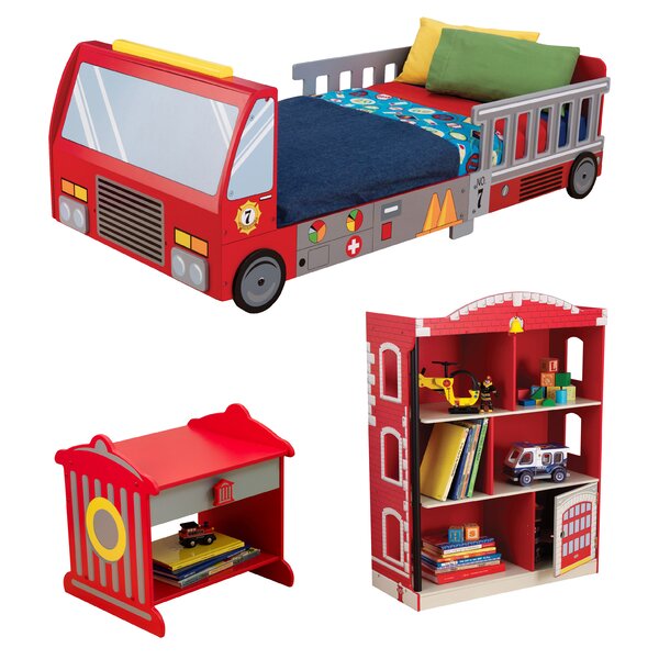 firefighter toddler car configurable bedroom set