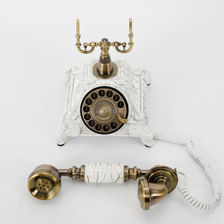 Vintage Rotary Dial Telephone Resin Gold Retro Phone Antique Collector Gifts 