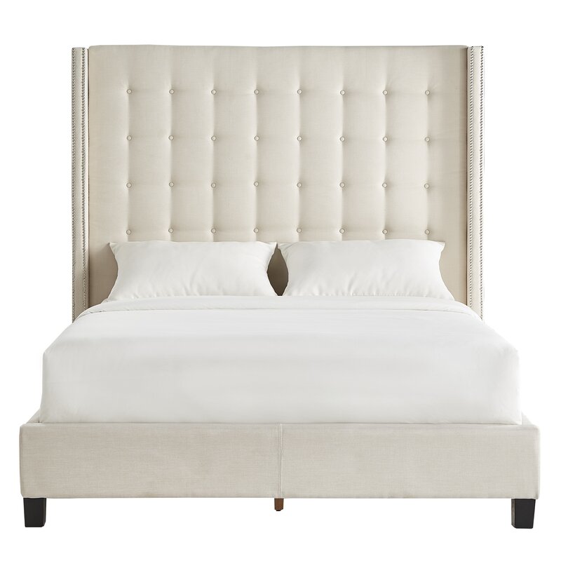 Luxullian Button Tufted Upholstered Wingback Headboard