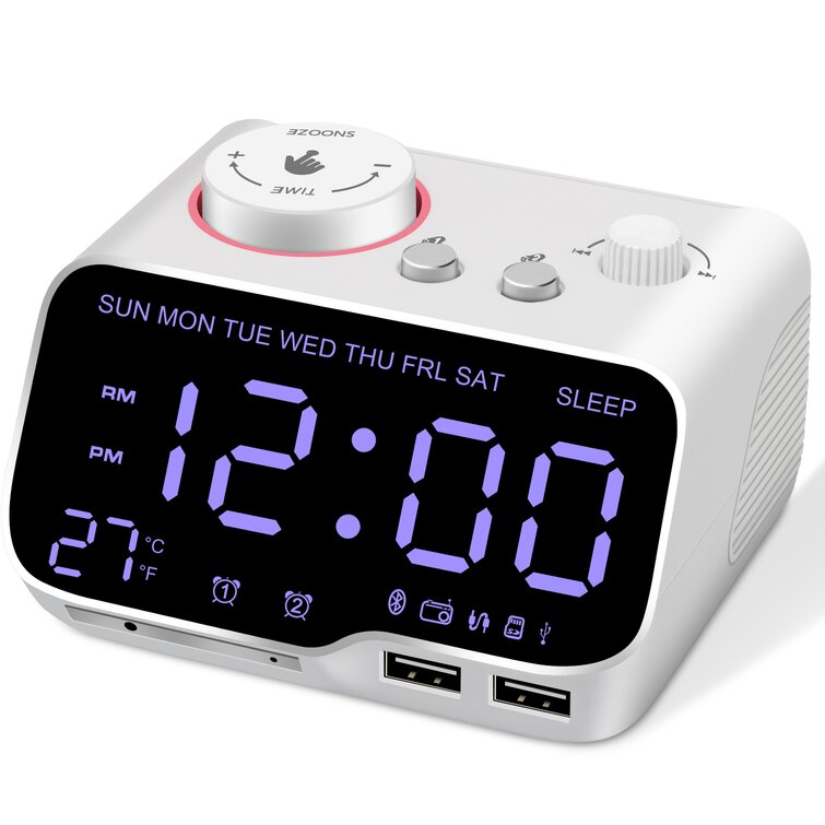 Multi-Functional Digital Mirror Alarm Clock With Radio/USB Port/Thermometer/Time 