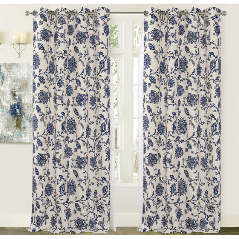 Canora Grey Zawacki Linen Floral Blackout Thermal Grommet Curtain Panels Reviews Wayfair