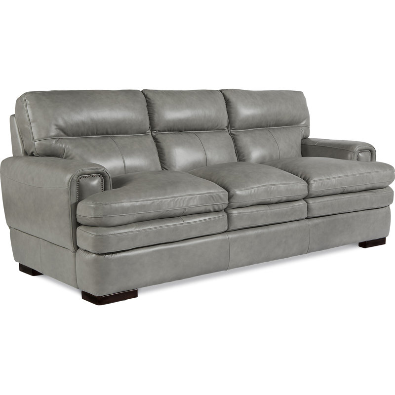 La Z Boy Jake Genuine Leather 89 5 Pillow Top Arm Sofa Reviews Wayfair