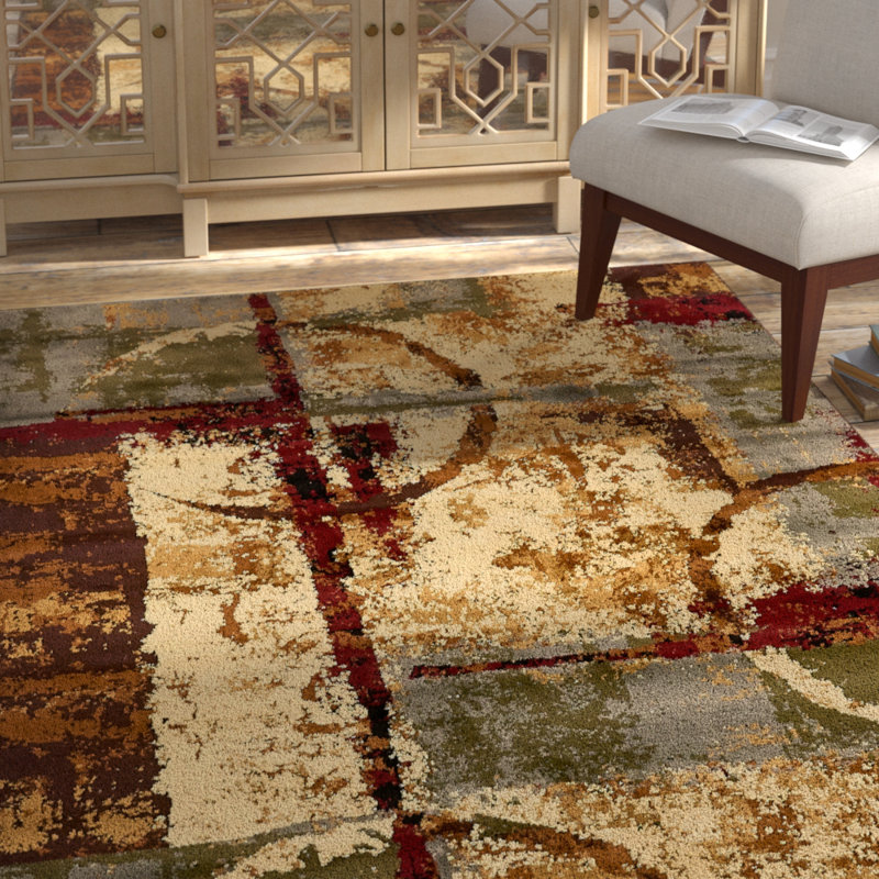 Bloomsbury Market Jaidan Abstract Cream Dark Brown Beige Area Rug