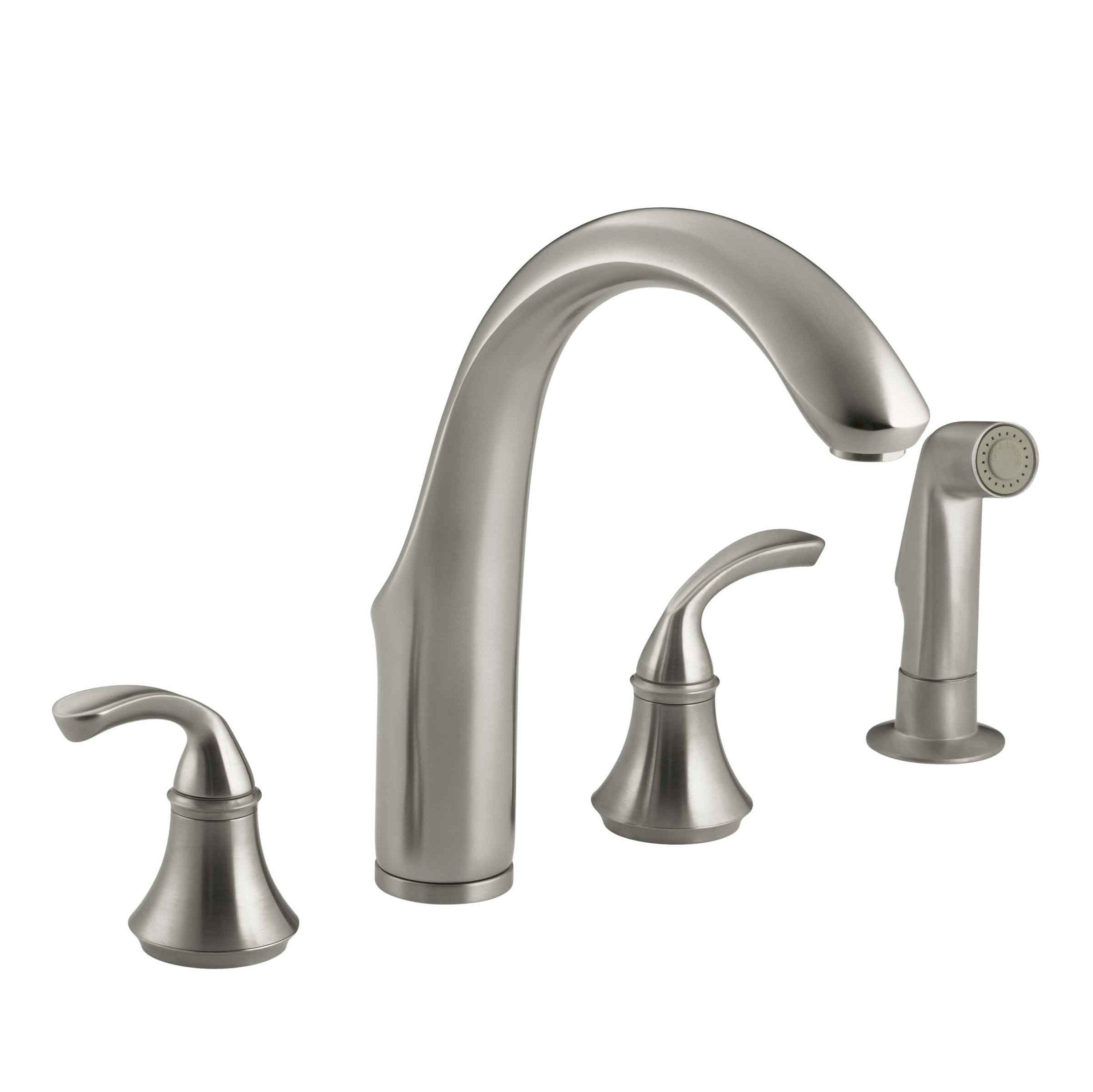 K 10445 Bn Kohler Fort 4 Hole Kitchen Sink Faucet With 7 3 4 Spout