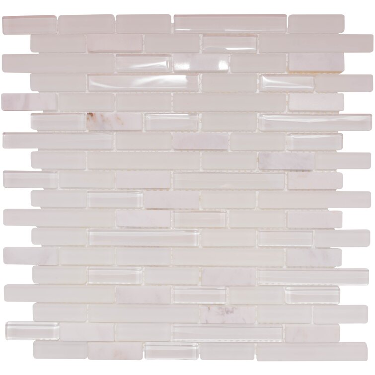 The Tile Life Victory Brick 12" X 12" Natural Stone And Glass Mosaic Tile Sheet