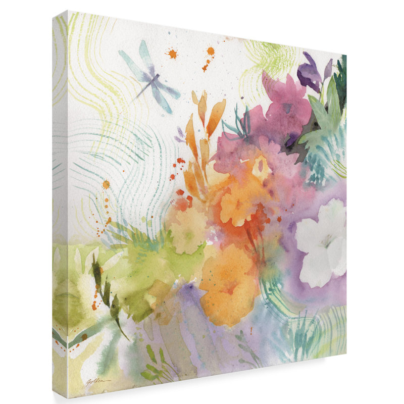 East Urban Home Garden Of The Dragonfly Watercolor Painting
