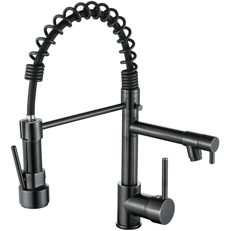 Kitchen Faucet Oil Rubbed Bronze, Kitchen Faucets Commercial Solid Brass Single Handle Single Hole Pull Down Sprayer Spring Kitchen Sink Faucet