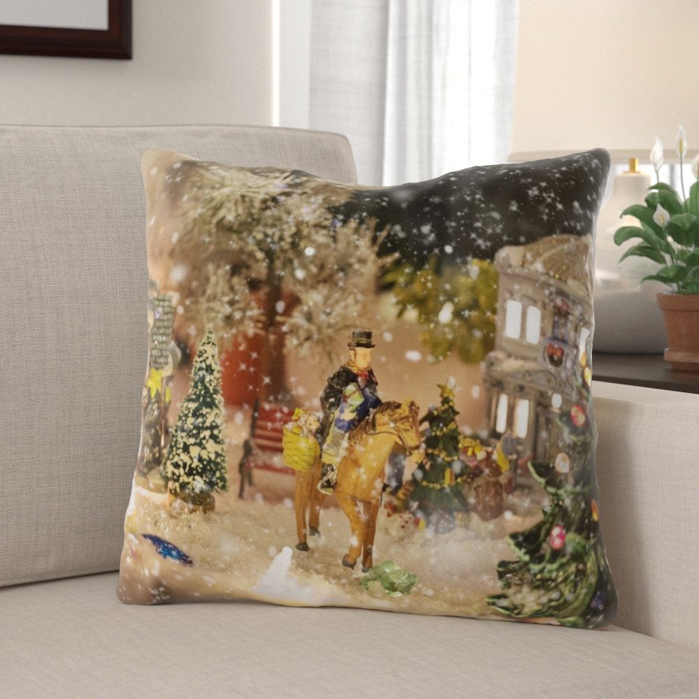 The Holiday Aisle Brashear Christmas Village Indoor Outdoor Canvas Throw Pillow Wayfair