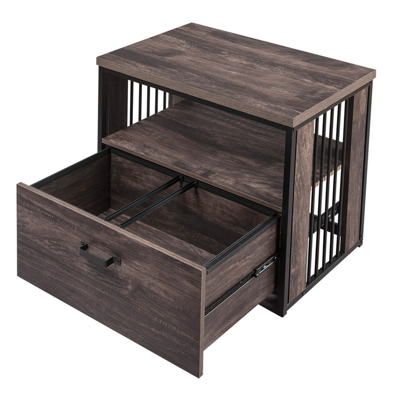 17 Stories Horizontal File Cabinet In Home Office With Drawers For Legalalala4 Sized Files Mdf Steel Frame Brown Color Wayfair