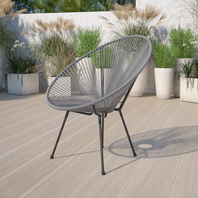 (incomplete) Kelleia Oval Woven Basket Papasan Bungee Lounge Chair - Indoor/Outdoor Furniture