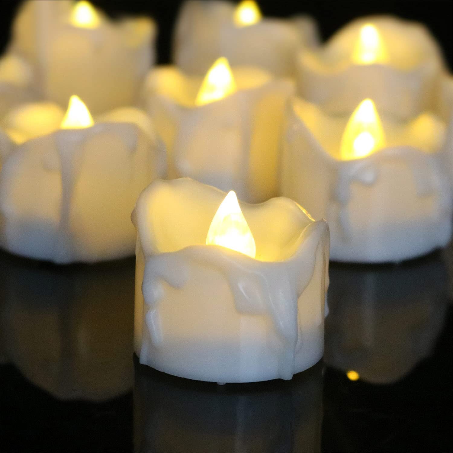 6/12PCS Solar Powered Candles Flickering LED Tea Lamp Bedroom Wedding Decor Home 