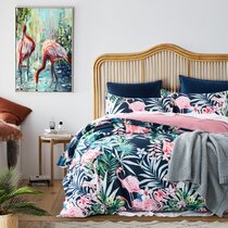 Flamingo Design Premium Quality Printed Duvet Quilt Cover Bedding Set All Sizes