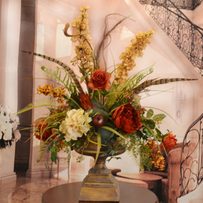 Bloomsbury Market Large Mixed Floral Arrangement With Feathers In