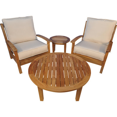 Regal Teak Teak 4 Piece Teak Sunbrella Conversation Set with Cushions
