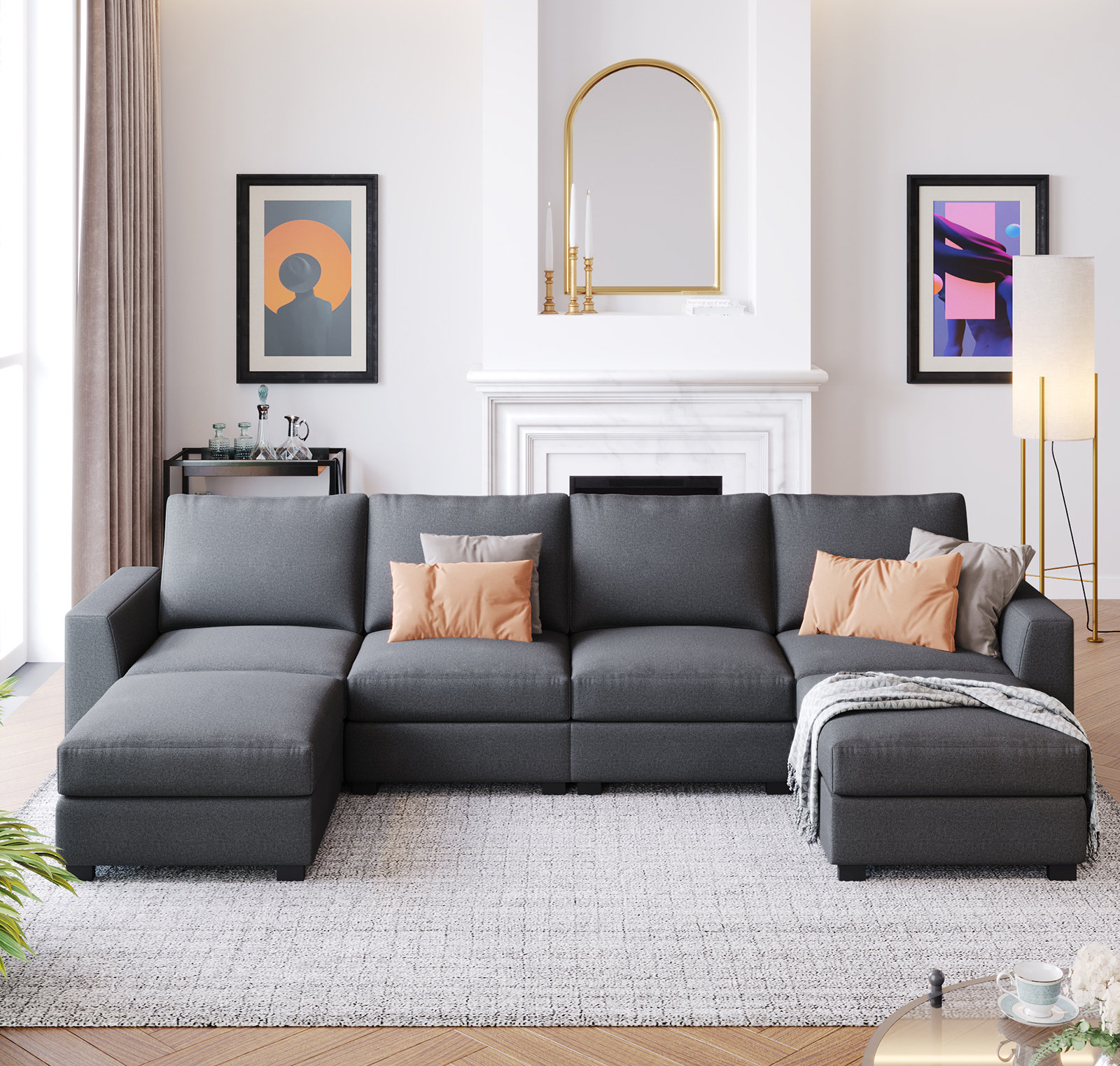 Latitude Run® 130.7" Wide Reversible Modular Sofa & Chaise Wayfair