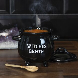 Cauldron Fake Fire Flame Black Bowl Decoration Battery Operated Quiet Witch 
