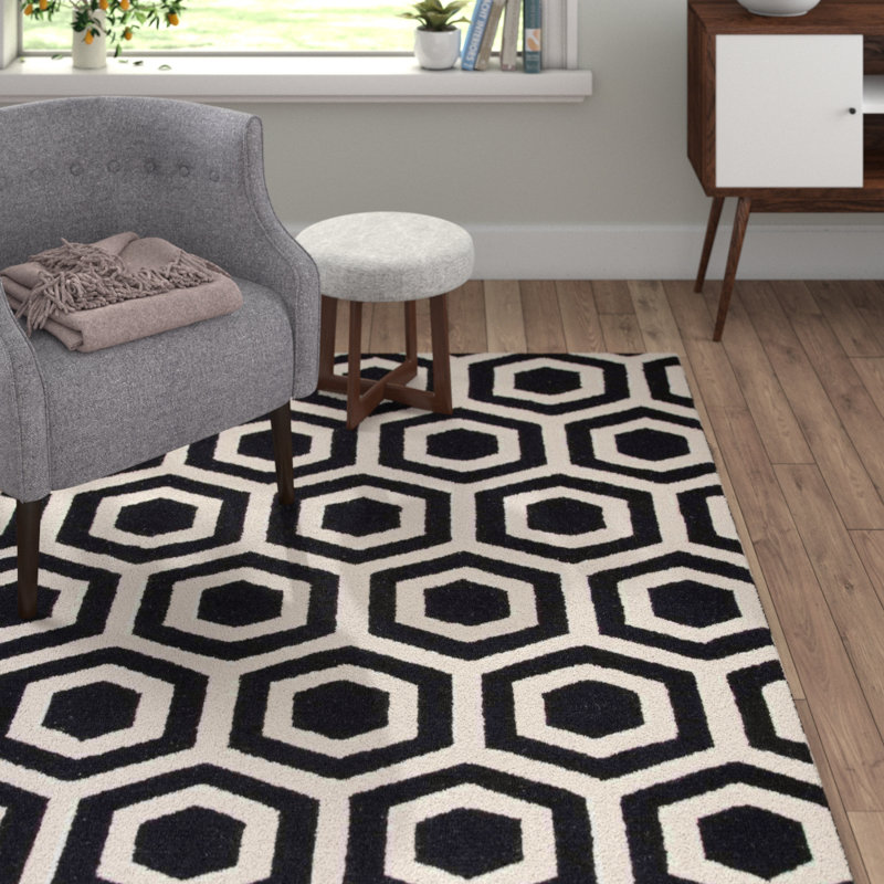 Langley Street Corpus Christi Geometric Handmade Tufted Wool Black Area Rug Reviews Wayfair