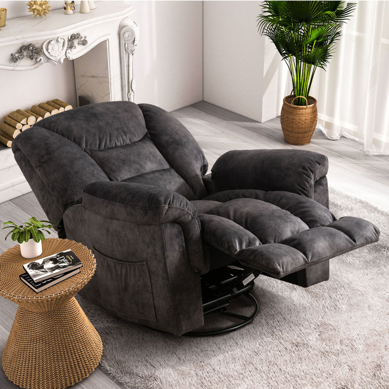 (incomplete Box 1 of 3 ) Flournory 41.3'' Wide Classic Super Soft And Oversize Swivel and Rocker Manual Recliner Body Fabric: Gray Velvet