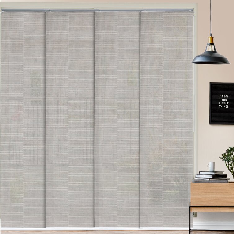 White Room Darkening Patio Door Adjustable Sliding Panel Shade Blind Curtain 
