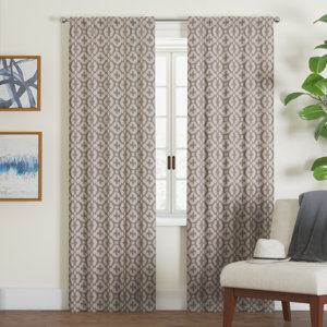 Dorene Thermaweave Geometric Room Darkening Rod Pocket Single Curtain Panel