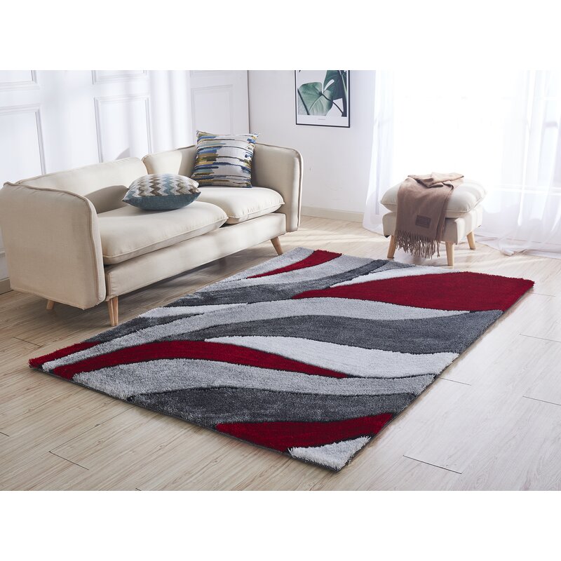 Orren Ellis Neligh Handmade Tufted Red/Gray Area Rug & Reviews