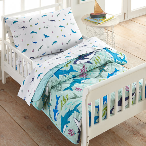 Wildkin Shark Attack Cotton 4 Piece Toddler Bedding Set ...