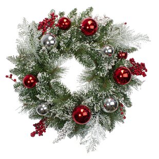 Christmas Wreath with Heavy Duty Metal Frame `24" Plain For Decorating DIY ~ NWT 