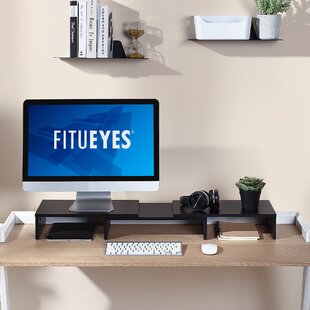 FITUEYES Wood Adjustable Display Shelf Desktop Organizer Office Storage Titanium White 