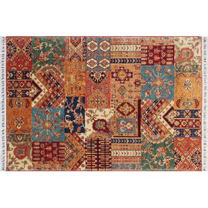 One-of-a-Kind Acer Hand-Knotted Rectangle Rust Premium Wool Area Rug