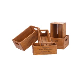 Stapelbox M eckige Kanten 40x30x13,5 cm Holzbox stapelbar Kiste Aufbewahrungsbox 