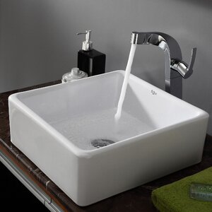 Ceramic Square Vessel Bathroom Sink