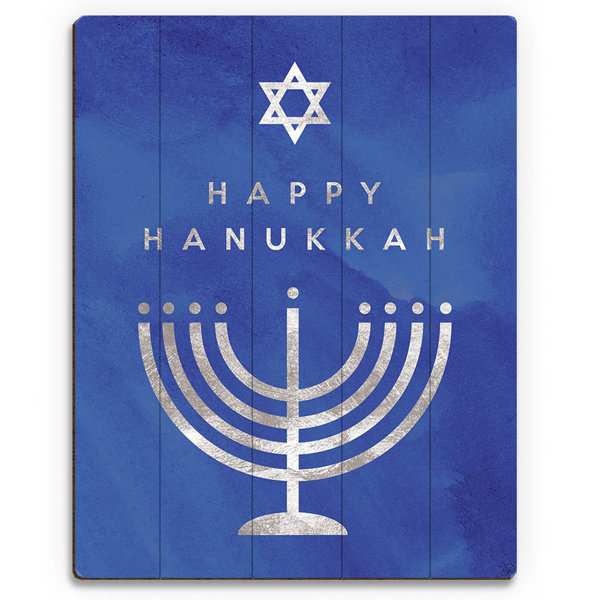 Click Wall Art Happy Hanukkah Menorah Graphic Art On Plaque Wayfair