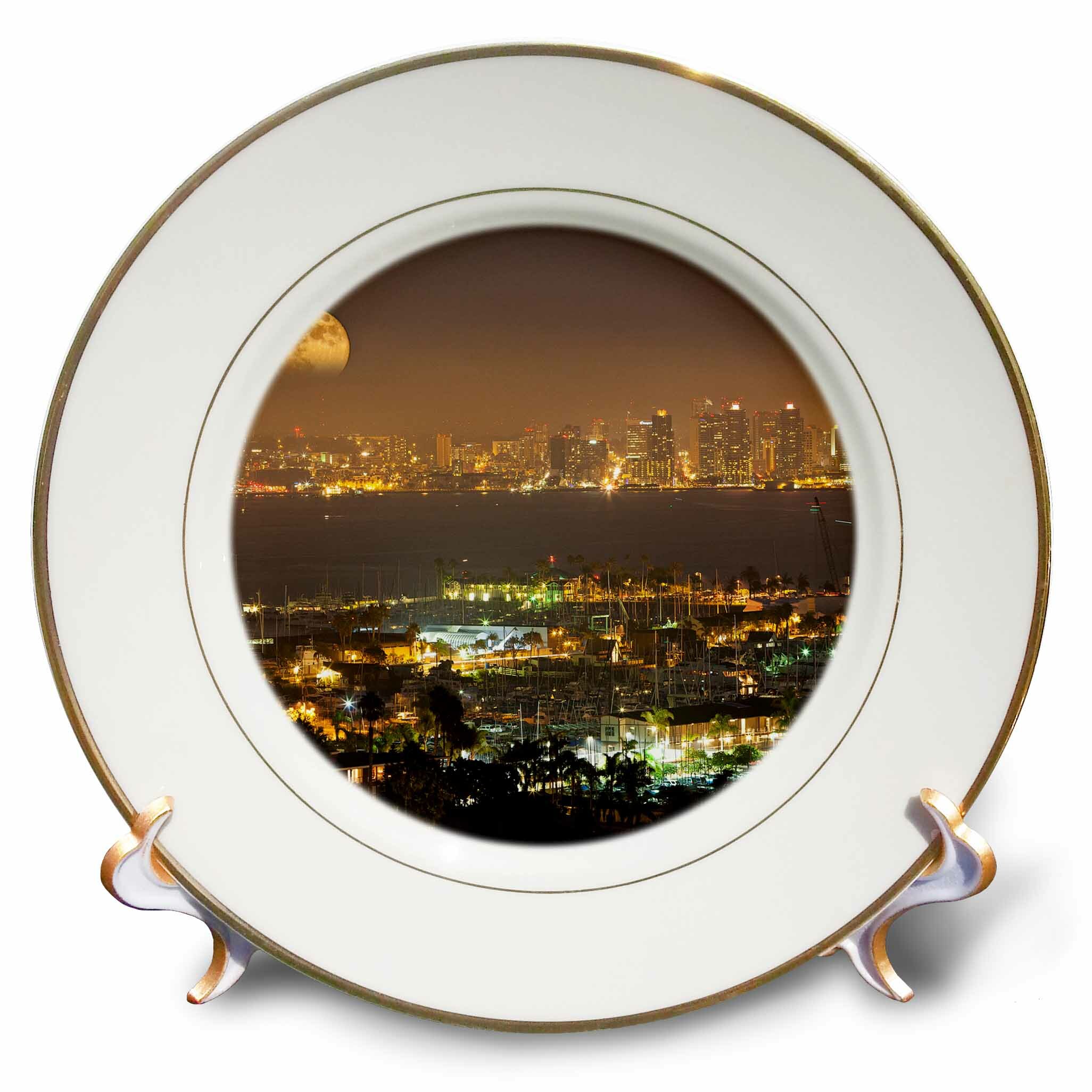 east urban home moonrise over the san diego skyline porcelain decorative plate wayfair wayfair