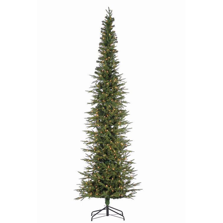 Greyleigh Natural Cut Narrow Lincoln Green Pine Artificial Christmas Tree With Clear White Lights Reviews Wayfair