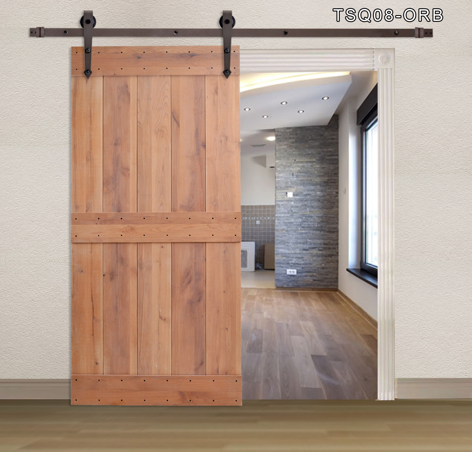 Calhome Paneled Wood Vertical Barn Door With Installation Hardware