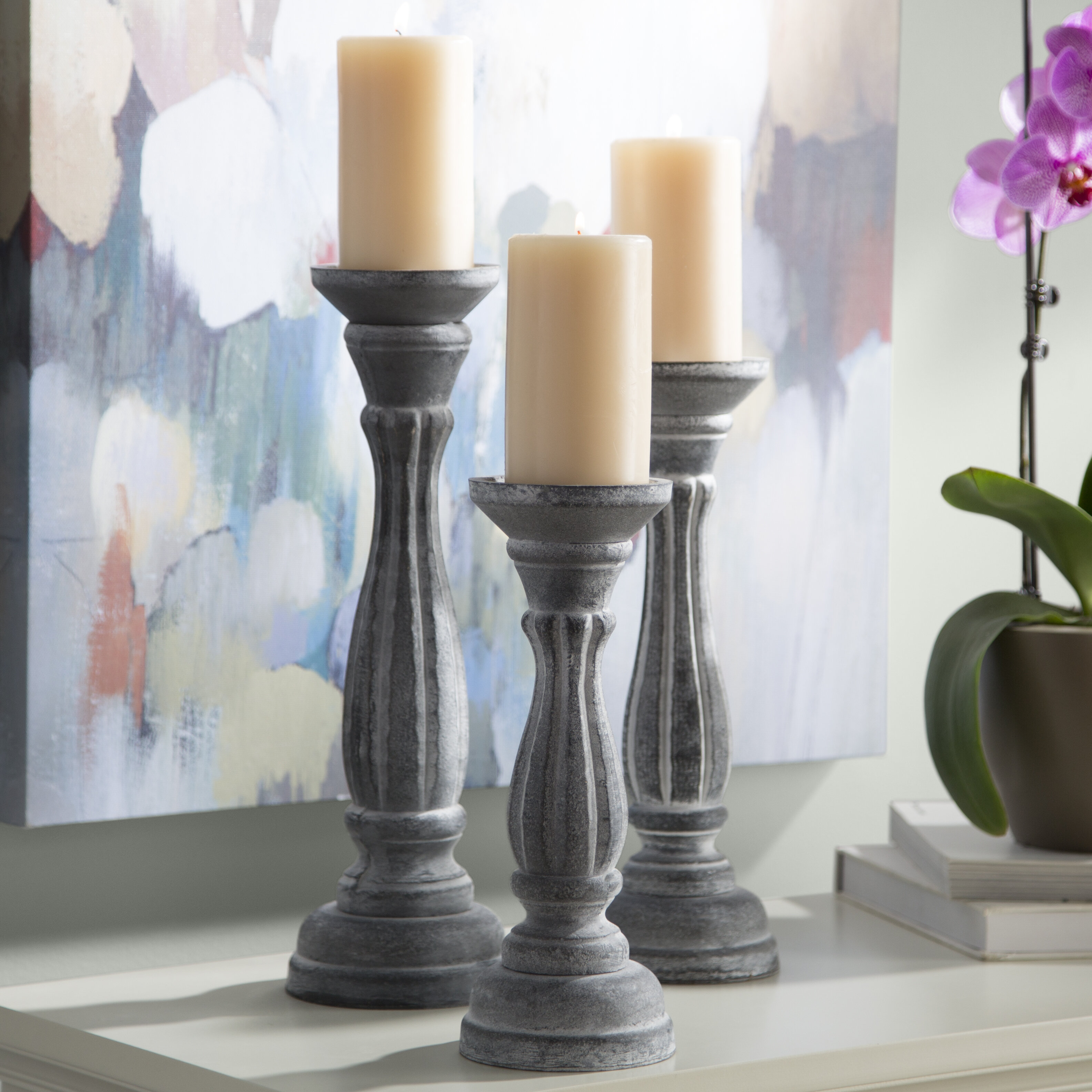 wooden pillar candle holders wholesale