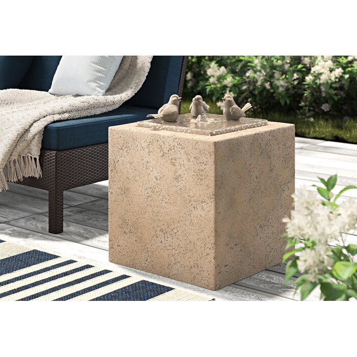 Resin Outdoor Garden Fountain Sandstone Cube With Led Light