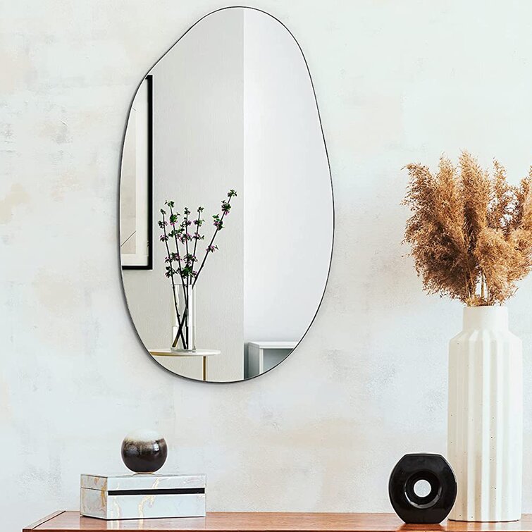 EDGEWOOD Asymmetrical Accent Wall Mounted Mirror Decorative Living Room Bedroom Entryway 19.7 x 33.5 Inches