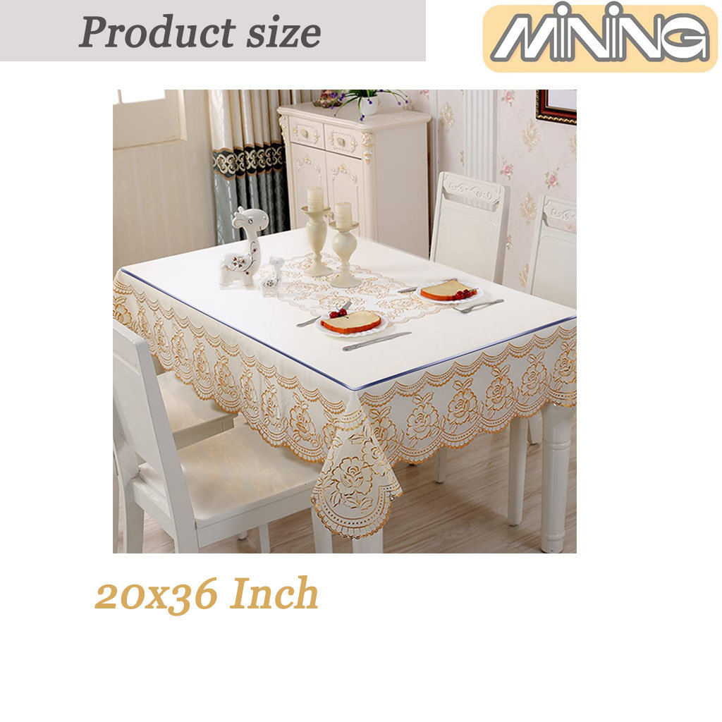 Clear Plastic Dining Table Protector Tablecloth Desk Blotter Pad Mat Wooden Furniture Coffee Glass End Side Console Corner Bar Table Top Protection Countertop Cover Waterproof PVC Vinyl 20x36 Inch 