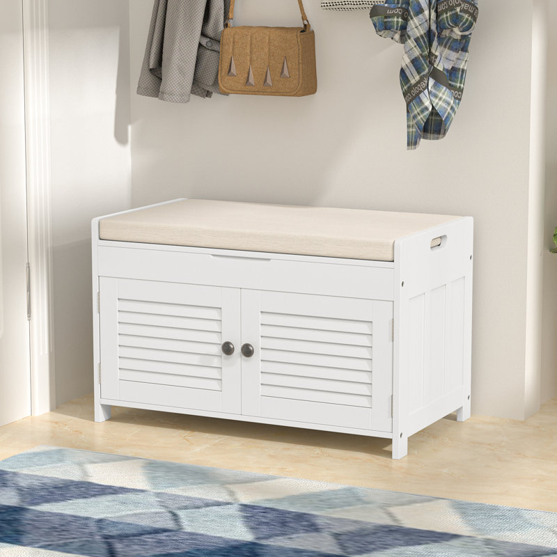 Gayola 28" Wide Cabinet Storage Bench with Flip Top Storage Color: White