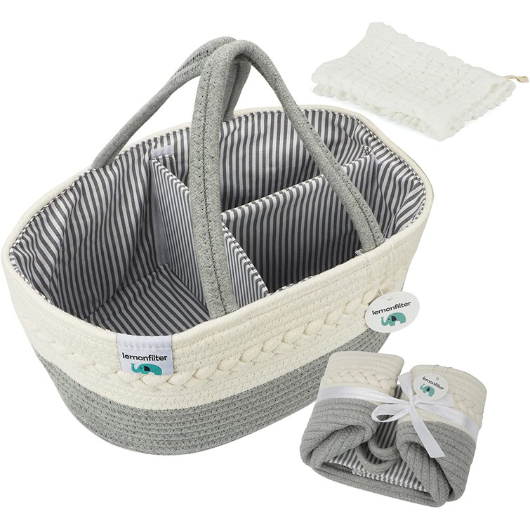 Bootstrap Organisateur De Couches Pour Bebe Panier A Couches Portable Panier Cadeau De Douche En Corde De Coton Panier De Rangement Pour Table A Langer Et Voiture Avec Separateurs Amovibles Matelas A Langer