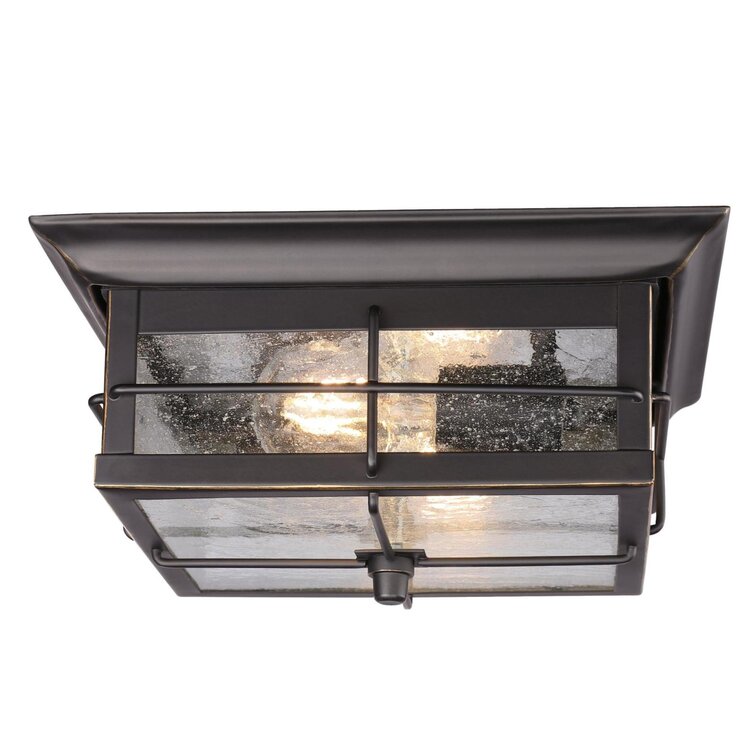 Westinghouse Lighting 05937003861 Westinghouse 6674600 Senecaville Two-Light Exterior Flush-Mount Fixture 1 Weathered Bronze Finish on Steel with White Alabaster Glass 