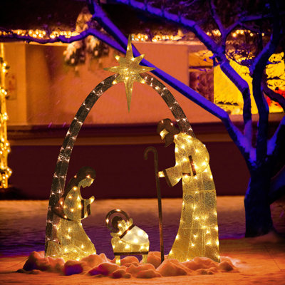 Gutierrez 5FT Christmas Nativity Scene Yard Decoration Light Display